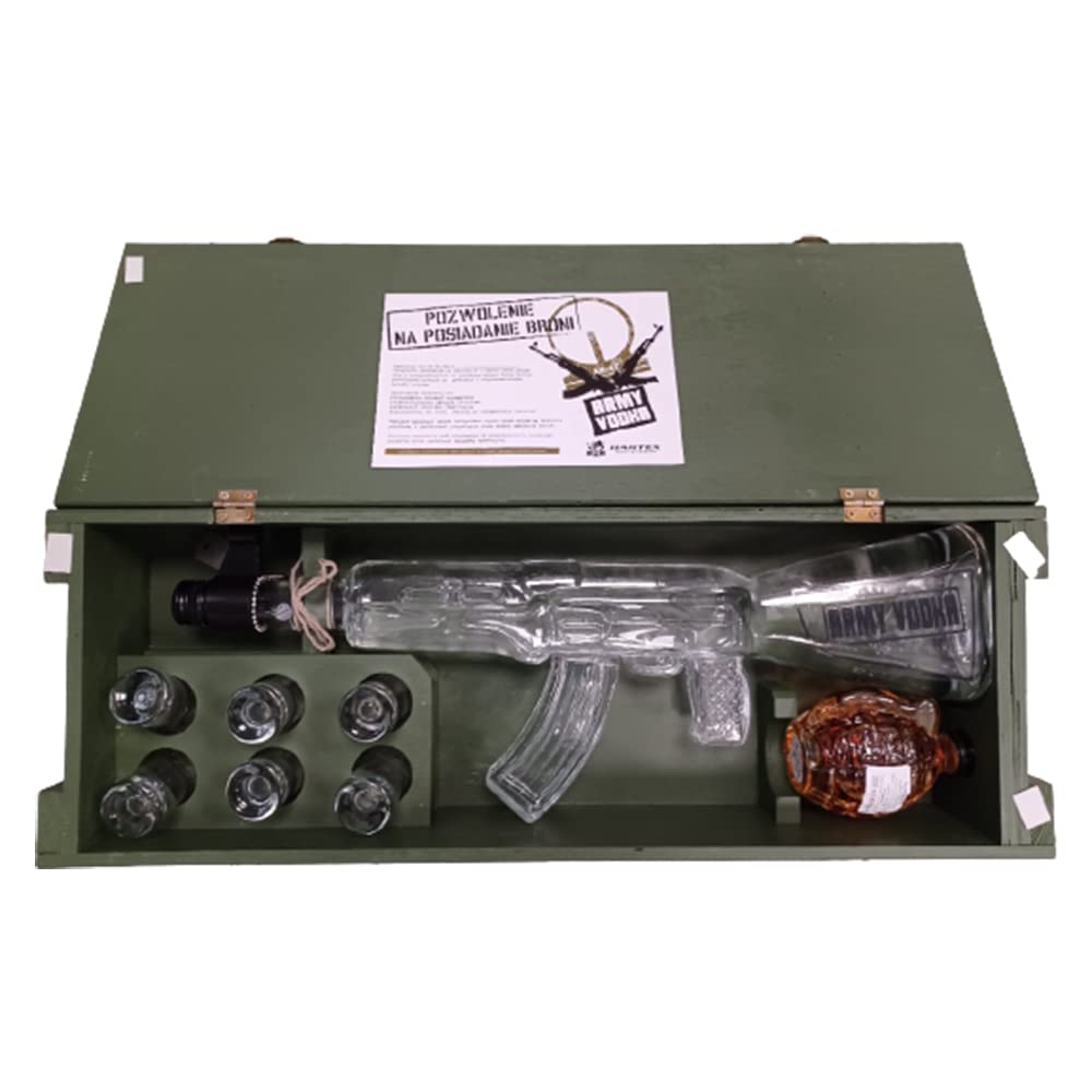 Army Vodka AK 47 Gift Set 1.2 L Vodka Kalashnikov in Munition Box